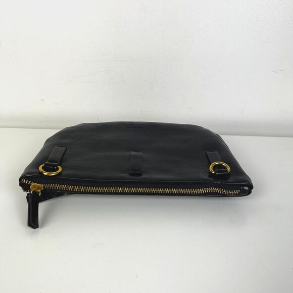 Remi Reid Black Leather Clutch Two Pouch Contrasting Leather Bag MISSING STRAP - Picture 4 of 11